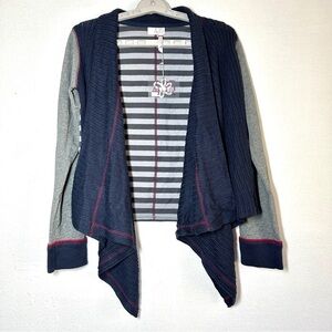 435 By Matilda Jane Sweater Weather Cardigan Girls 16 Open Front Navy Gray New